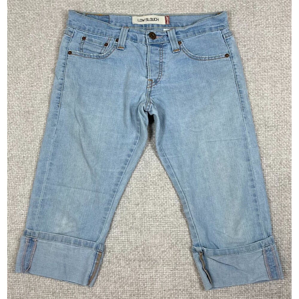 Levi’s Capris Low Slouch Women's Juniors Size 5 Stretch Blue Denim Cuffed Y2K